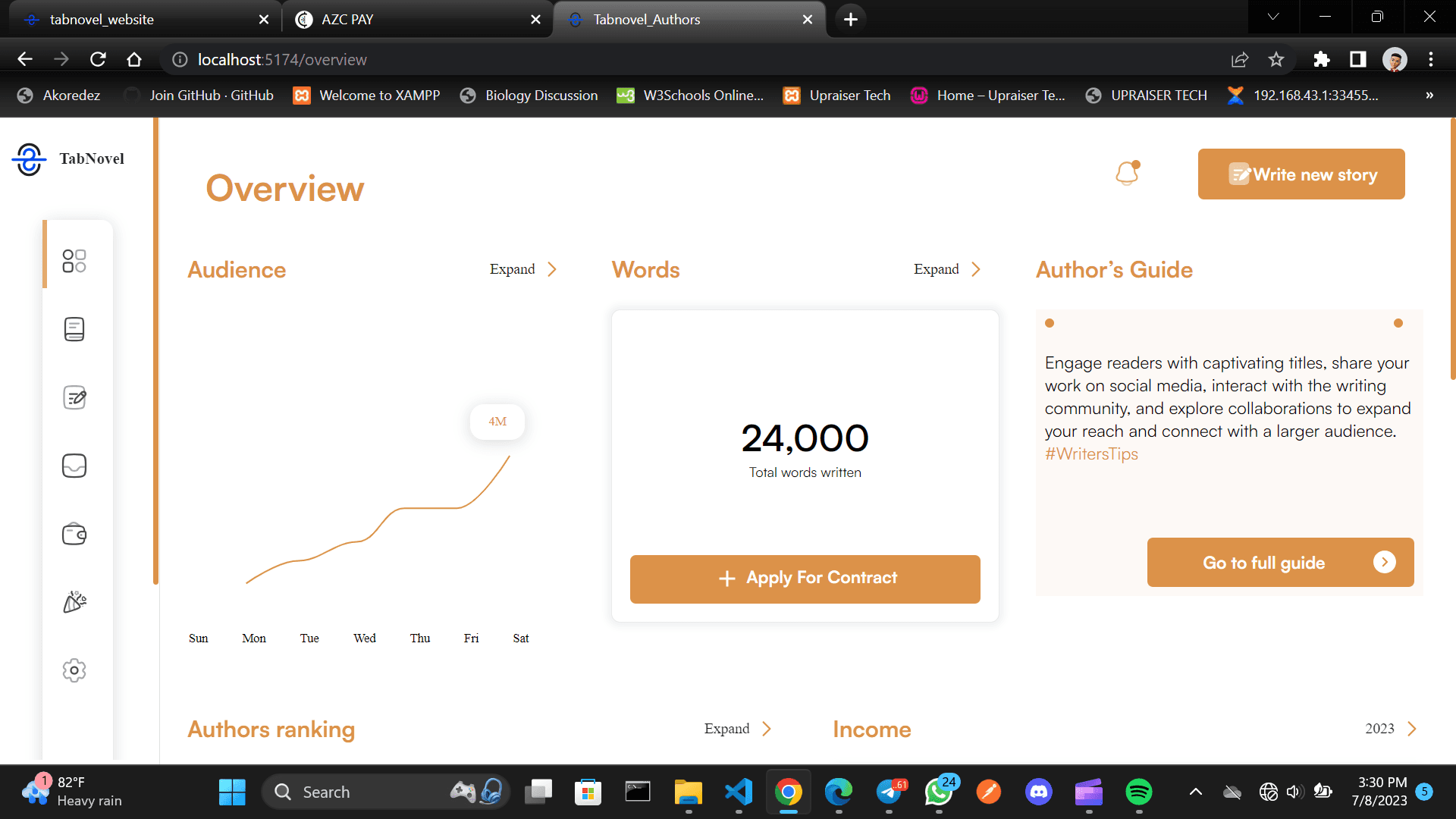TabNovel Publishing Platform screenshot preview