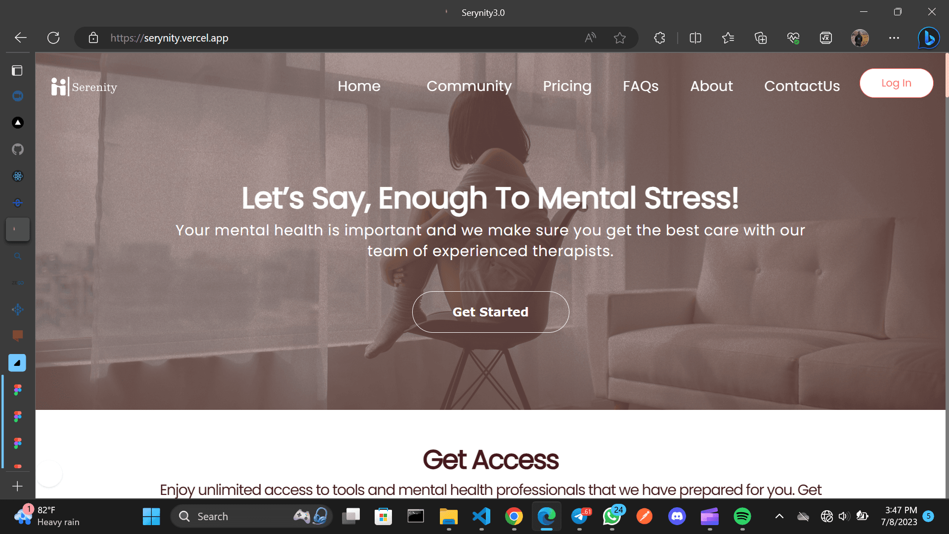 Serynity Wellness Platform screenshot preview