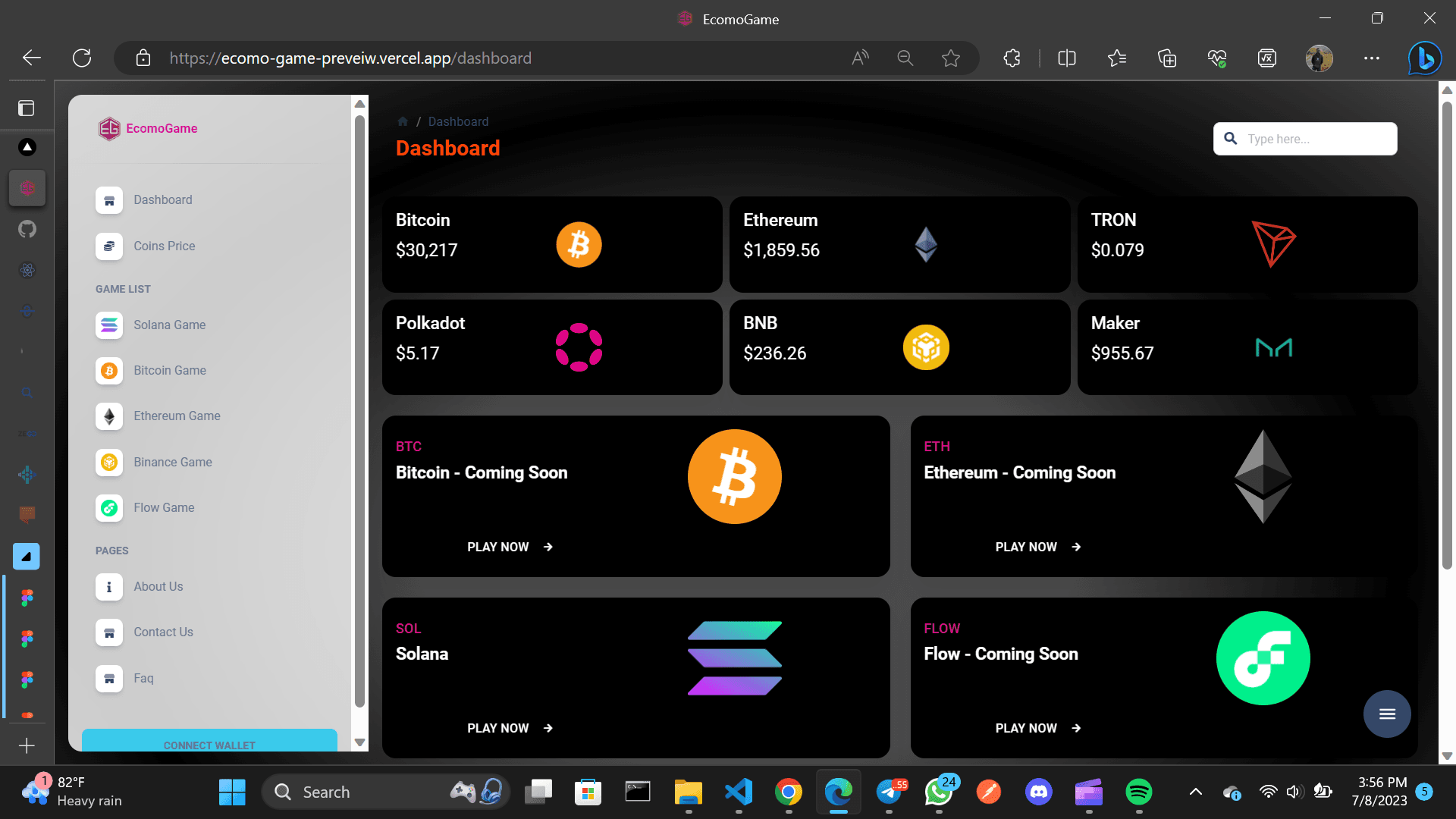 EcomoGame Platform screenshot preview